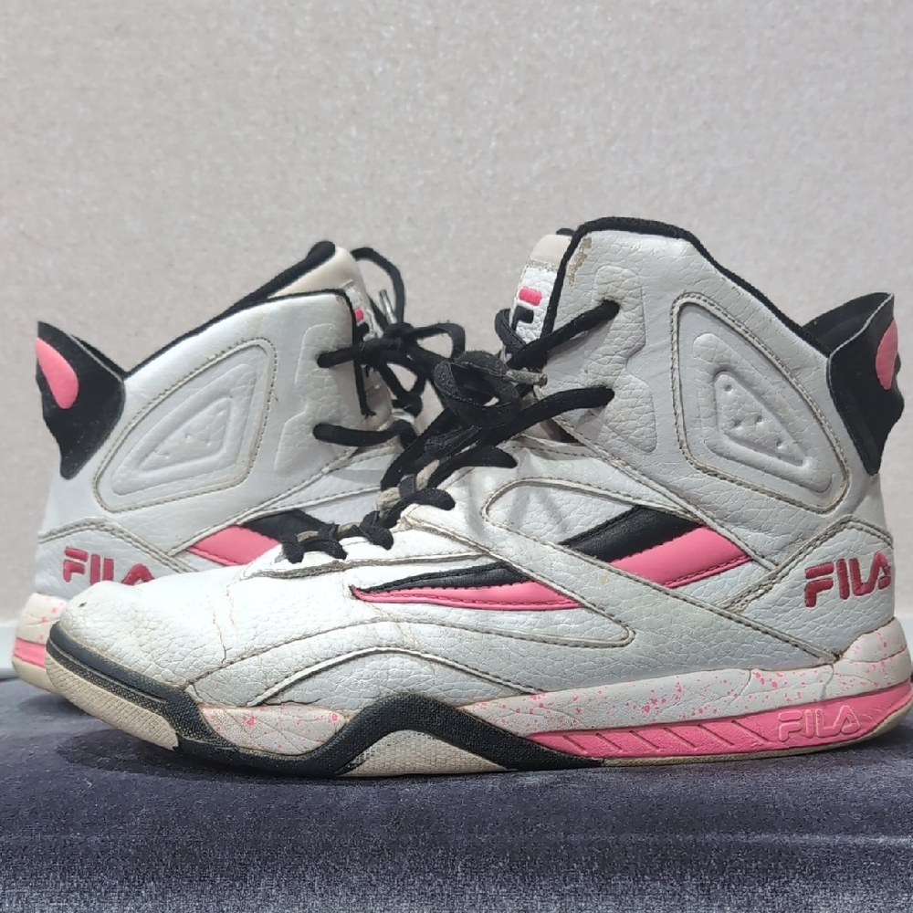 FILA Ankle Support Size 7 Shoes White With Pink And Black Accents
